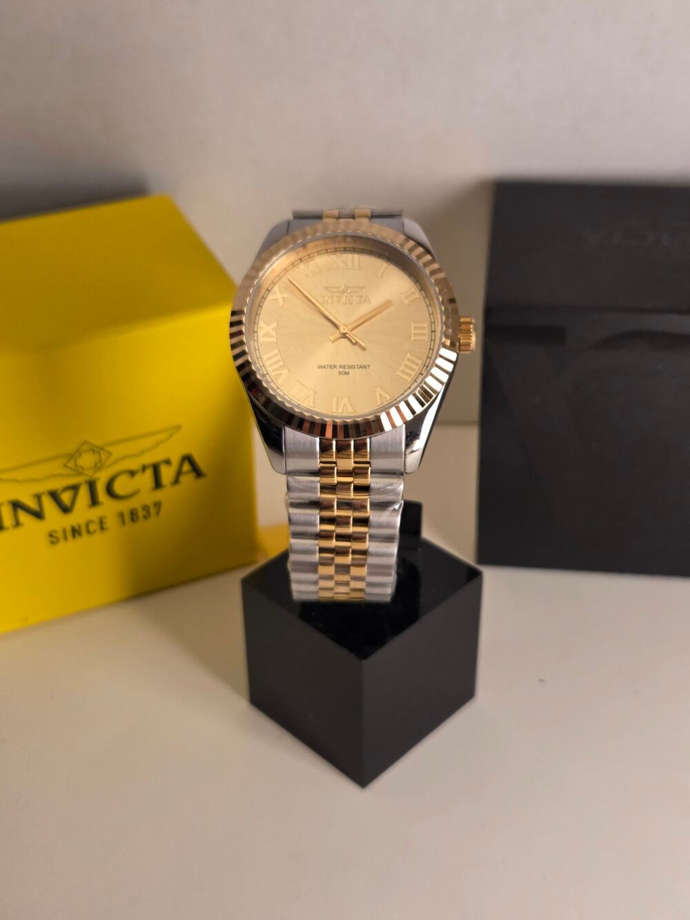 Invicta Specialty 47404 Two Tone Gold Silver Roman Dial 43mm Quartz Dress Watch